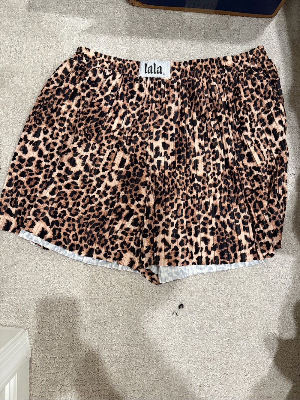Dressed in LALA Leopard Print Pleated Shorts — Tan & Black